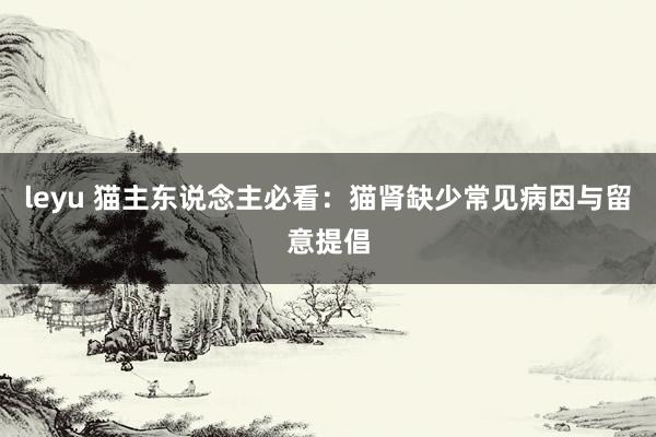 leyu 猫主东说念主必看：猫肾缺少常见病因与留意提倡
