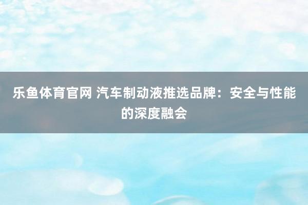 乐鱼体育官网 汽车制动液推选品牌：安全与性能的深度融会