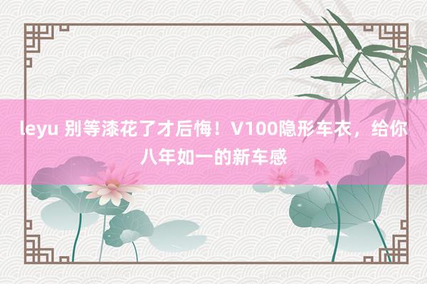 leyu 别等漆花了才后悔！V100隐形车衣，给你八年如一的新车感
