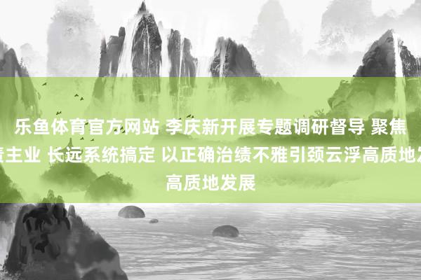 乐鱼体育官方网站 李庆新开展专题调研督导 聚焦主责主业 长远系统搞定 以正确治绩不雅引颈云浮高质地发展