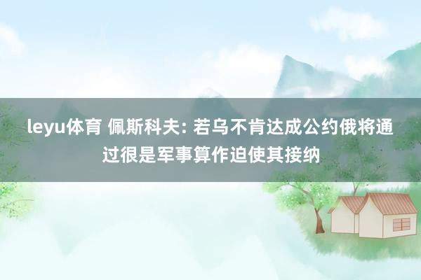 leyu体育 佩斯科夫: 若乌不肯达成公约俄将通过很是军事算作迫使其接纳