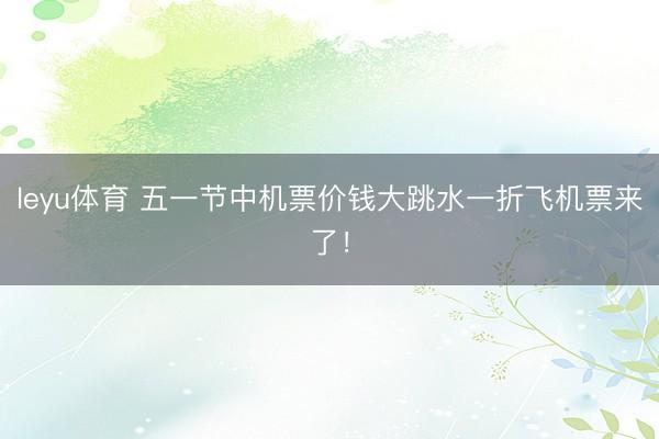 leyu体育 五一节中机票价钱大跳水一折飞机票来了！